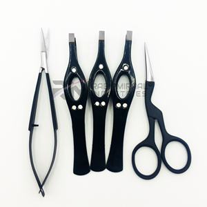 ชุดกรรไกรตัดหนังกำพร้า/กรรไกรตัดขนคิ้ว/แหนบคิ้ว คุณภาพดีที่สุดจาก RMI ปลายเงินเคลือบด้านสีดำด้าน / กรรไกรสปริง / แหนบคิ้ว - Product Image 1