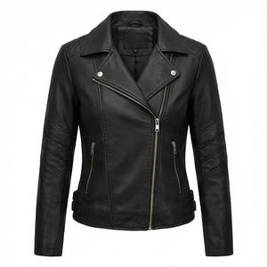 Leather Jackets Ladies <b>Coats</b> Solid Ladies Leather Jackets Fashionable Streetwear Women Custom Leather Jacket - Product Image 1