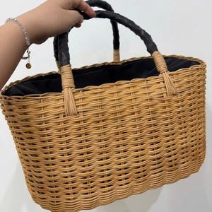 Vintage A lightweight and eco friendly rattan picnic <b>basket</b> suitable for bakery packaging wedding or daily use - Product Image 3