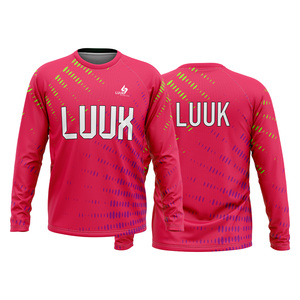 OEM ODM, fabrication sur mesure, t-shirt de sport pour homme à manches longues, respirant, antibactérien, séchage rapide, col rond, imprimé sur mesure, 100% polyester - Product Image 4