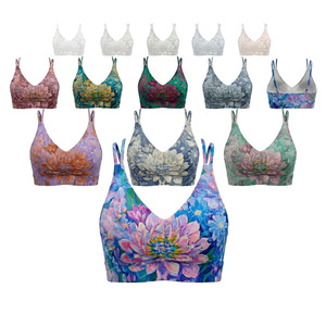 Fitness Gym Workout Custom Printed Design Sports Bra Women Yoga Bra Push Up Seamless Activewear Crop <b>Top</b> Breathable Support Bra - Product Image 1