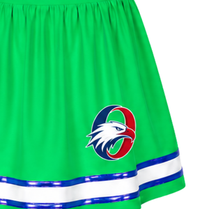 Custom <b>Green</b> Cheerleading <b>Skirt</b> <b>Pleated</b> Athletic Uniform <b>Skirt</b> With Striped Trim Team Performance Wear Custom Sports Apparel - Product Image 4