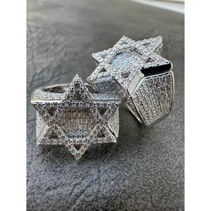Hip Hop <b>Ring</b> Iced Out Moissanite Star of David <b>Ring</b> 925 Sterling Silver Baguette <b>Ring</b> <b>Men</b> Bling Statement Jewelry Luxury Style - Product Image 1