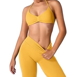 Nouveauté 2026, ensemble 2 pièces pour femmes de qualité supérieure, respirant, uni, logo personnalisé, soutien-gorge de sport et leggings - Product Image 6
