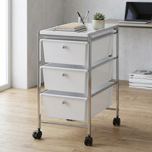 Organisateur OEM eBay, fabricant taïwanais de meubles de rangement domestiques, chariot à 3 niveaux en métal chromé à quatre roues coloré - Product Image 3