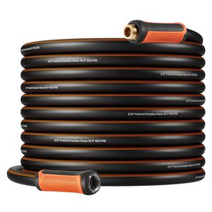 Tuyau d'arrosage de jardin en caoutchouc robuste de 30 m (100 pi), 5/8 po, 4 couches, résistant à 150 PSI (surpression 600 PSI), flexible, anti-pli, pour extérieur, 7,5 m (25 pi), 15 m (50 pi) - Product Image 6