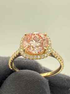 Designer Vintage 8CT Pink Lab Grown <b>Diamond</b> <b>Ring</b> VS1 IGI Certified 14K Yellow Gold Rhodium Plated Women's Engagement Fine - Product Image 6