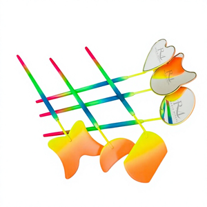 Miroir à cils à une face, miroir coloré arc-en-ciel avec poignée orange et jaune, pour 6 formes différentes - Product Image 2
