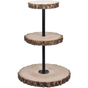 Soporte Rústico de Madera de 3 Niveles para Tartas, Torre de Exhibición de Cupcakes de Madera Natural, Bandeja para Servir Postres para Decoración de Bodas, Fiestas y Eventos - Product Image 1