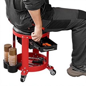 360 Swivels Rolling Creeper Seat with Drawers Garage <b>Stool</b> with Wheels Tool Storage <b>Workshop</b> Mechanic Seat GAPGAR028 - Product Image 1