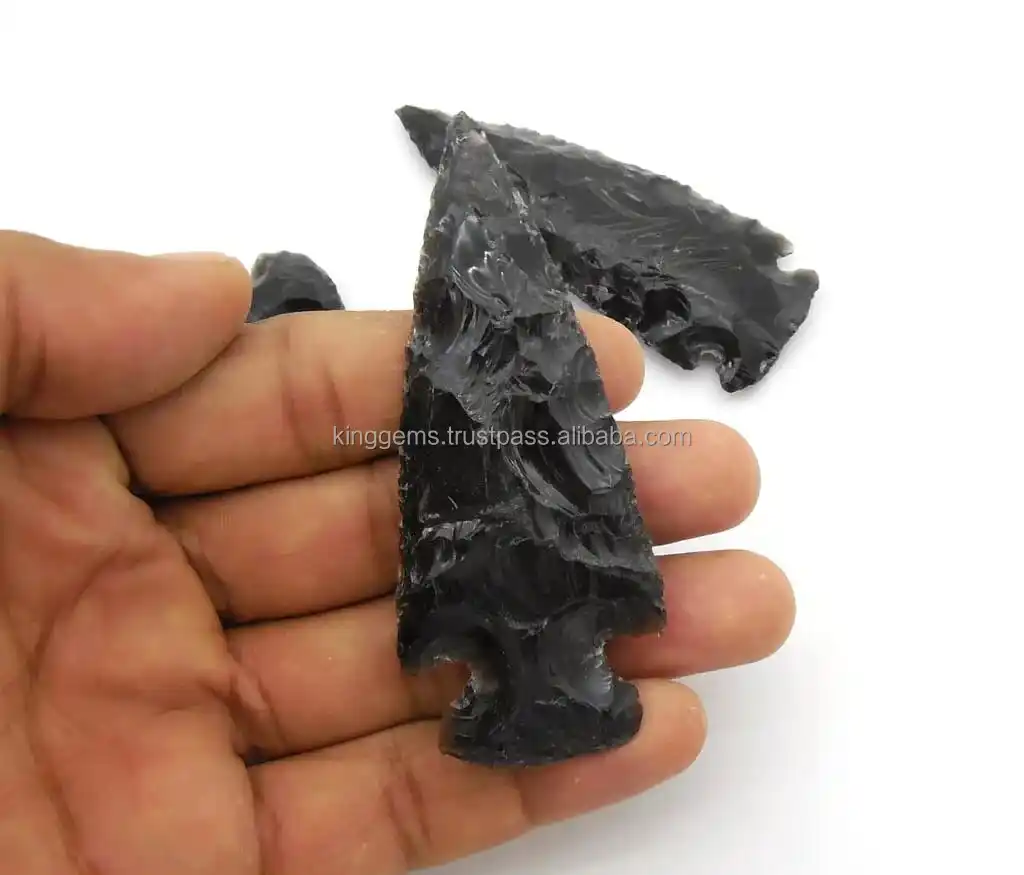 Groothandel Natuurlijke Zwarte Obsidiaan 5 Inch Pijlpunt Agaat Fancy Edelsteen Agaat Pijlpunt Kinggems Fabrikanten Leveranciers