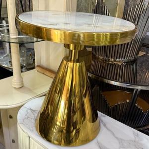 Mesa Auxiliar Moderna de Metal Plateado con Patas Metálicas Redondas para Sala de Estar, Estilo Moderno - Product Image 1