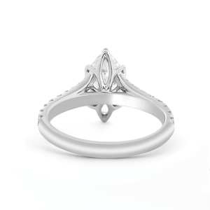 Marquise Cut Lab Diamond <b>Ring</b> with SixClaw Tulip Basket Setting Cathedral Design Round Lab Diamond Pave <b>Split</b> Band - Product Image 5