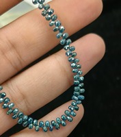 Perles de diamant bleu naturel de qualité AAA, forme briolette, facettées, 2,5-4 mm, brin de 16 pouces, fournitures pour la création de bijoux