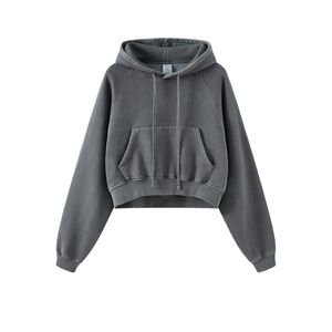 Factory Direct Women's Streetwear <b>Crop</b> Hoodie Heavyweight Fleece for Urban Fashion Collections - Product Image 1
