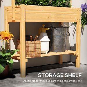 "Garden Supplies Wooden Raised <b>Planter</b> Bed with Trellis & Storage Shelf for <b>Vegetables</b> Flowers & Herbs" - Product Image 5