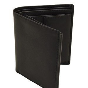 <b>Men's</b> Genuine Leather Trifold <b>Wallet</b> with Zipper Closure Multi-Card Slots <b>Black</b> Minimalist Design Daily Use - Product Image 2