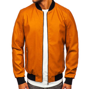Bomber <b>Leather</b> <b>Jackets</b> Casual Stand Collar Zip-Up <b>Long</b> Sleeve Winter Fashion Cow Skin <b>Leather</b> Mens Waterproof Windproof - Product Image 3