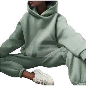 ชุดวอร์มผู้หญิงไซส์ใหญ่คุณภาพสูงสำหรับฤดูหนาว สีน้ำตาลล้วน รับผลิตโลโก้เอง ขายส่งแบบ Private Label - Product Image 1