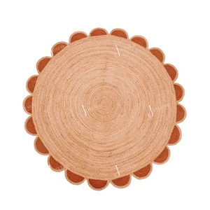 Handmade Braided Scallop <b>Round</b> <b>Jute</b> <b>Rugs</b> | Natural Fiber Handwoven Boho Area <b>Rug</b> | Eco Friendly <b>Round</b> <b>Jute</b> Carpet - Product Image 2