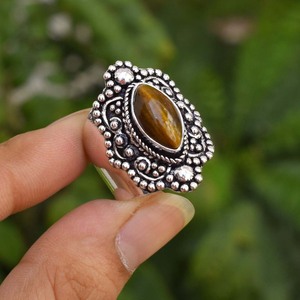 Tiger’s Eye <b>Silver</b> <b>Ring</b> 925 Sterling <b>Silver</b> Tiger Eye Gemstone Jewelry <b>Statement</b> <b>Ring</b> for Women - Product Image 1