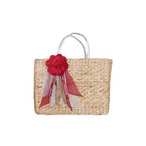 Sac cylindrique en jacinthe d'eau bleue |   Sac de plage et sac à main d'été bohème chic fait main à bandoulière unique avec imprimé - Product Image 6