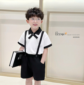 Ensembles de Vêtements de Haute Qualité pour Garçons : Polo en Toile et Short à Bretelles avec Nœud Papillon pour Bébés Garçons et Tout-Petits – Tenues de Gentilhomme - Product Image 1