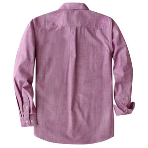 Camisa Casual de Mezclilla Morada para Hombre, Manga Larga, Bolsillos en el Pecho, Cuello Camisero, 100% Algodón, Corte Regular, Transpirable, para Todas las Temporadas - Product Image 3