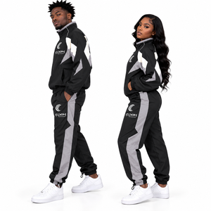 Conjunto Deportivo Unisex de Manga Larga con Cierre, Diseño Deportivo con Bloques de Color, Transpirable, de Poliéster, para Adultos, Ropa de Otoño - Product Image 4