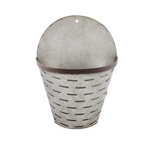 Pot à fleurs mural en métal galvanisé rustique pour plantes vertes décoratives, usage intérieur - Product Image 1