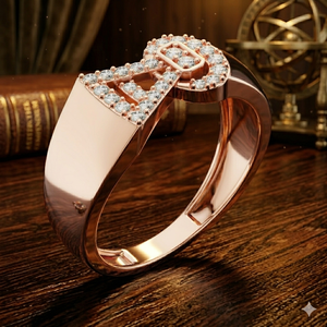 Bague en or rose plaqué or avec boucle géométrique et diamants CZ pour femme, bijoux de mode pour fiançailles et mariage - Product Image 1