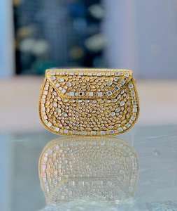 Bolso de mano de metal de lujo hecho a mano con diamantes de imitación y cierre de cremallera, bolso de noche de moda - Diseño artesanal duradero - Product Image 4