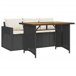 Ensemble de salle à manger de jardin 3 places en rotin PE noir avec housses amovibles - Product Image 2