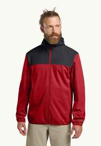 Veste en polaire rouge pour homme, col montant, fermeture éclair, coupe-vent, décontractée, color block, en polyester, coupe régulière - Product Image 3