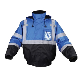 High Visibility Winter Safety Bomber <b>Jacket</b> with Fleece Collar Waterproof Reflective Workwear <b>Jacket</b> with 10 Pockets - Product Image 2