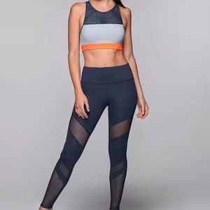 Leggings de Yoga de Cintura Alta para Mujer, Pantalones Deportivos Transpirables sin Costuras con Panel de Malla, Estilo Color Block - Product Image 1