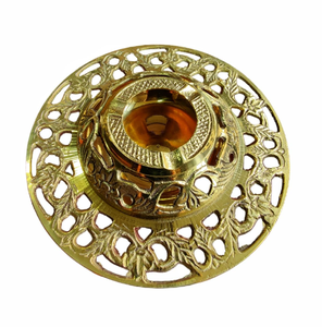 Cenicero circular ornamental de latón con detalles de motivos de esmalte coloridos, disponible a precios de mayorista. - Product Image 6