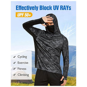 Camiseta con Capucha y Protección Solar UPF 50, Manga Larga, con Máscara Integrada, Ligera, Transpirable, para Pesca, Senderismo y Actividades al Aire Libre - Product Image 4