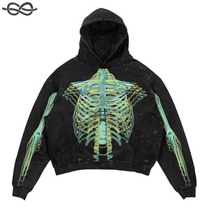 Oem Custom Washed <b>Hoodie</b> No <b>Strings</b> Oversized French Terry Sweatshirts Men Vintage Distressed <b>Hoodie</b> - Product Image 3