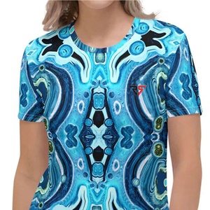 Diseño personalizado All-Over Women Sublimación Impresión Logotipo personalizado Camisetas Hecho en Pakistán impreso mujeres camisetas regulares - Product Image 2