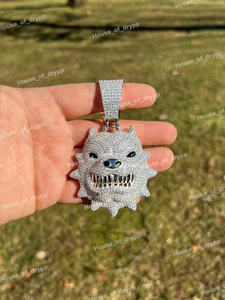 Collar con Colgante de Calavera con Incrustaciones de Diamantes de Moissanita en Plata 925, Estilo Hip Hop, Lujoso, para Hombre y Mujer - Product Image 3