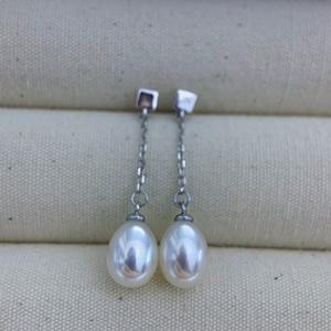 Natural 6.5-7mm Freshwater <b>Pearl</b> S925 Silver <b>Dangle</b> <b>Earrings</b> Aurora Flawless Water Droplet Style Long Niche Style Simple Earline - Product Image 2