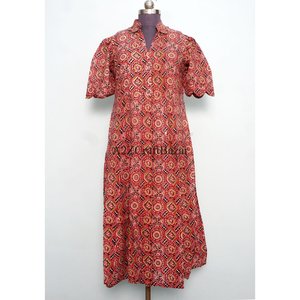 Vestido Midi de Algodón Transpirable para Mujer, Estampado Floral, Diseños Elegantes, con Bolsillos, para Fiestas al Aire Libre y Ocasiones Especiales - Product Image 3