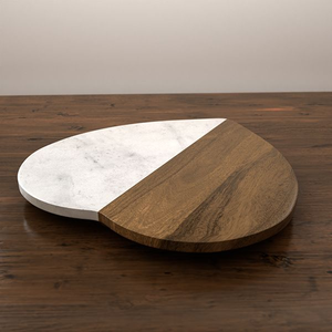 Tabla de cortar redonda de madera y mármol con forma de corazón, con asa, reutilizable, fácil de limpiar, bandeja para servir queso en la cocina - Product Image 4