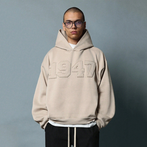 Sudadera con Capucha Extra Grande Estilo Universitario para Hombre con Diseño Clásico en Relieve, Corte Holgado, Estilo Deportivo para Otoño e Invierno - Product Image 1