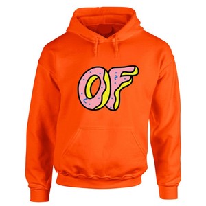 Sweat-shirt à capuche vert olive pour homme avec logo rose et jaune imprimé sur le devant, coupe décontractée, en coton, pour l'automne - Product Image 4