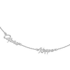 Silver Script Charm Chain <b>Necklace</b> with <b>Delicate</b> Letter Design Adjustable Link Chain Elegant Women Fashion Jewelry Everyday - Product Image 4