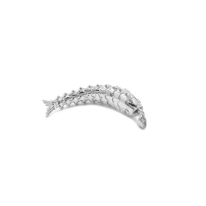 Pendentif en laiton plaqué argent en forme de poisson avec zircone cubique pour la fabrication de bijoux et colliers - Product Image 3