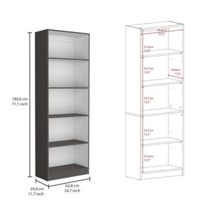 Libreria a 4 ripiani per ufficio domestico, grigio opaco/bianco, con spazio di archiviazione a più livelli - Product Image 3