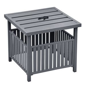 Outdoor Leisure Square Steel Bistro Dining <b>Table</b> with <b>Umbrella</b> Hole Patio Coffee <b>Table</b> for Porch Backyard Garden - Product Image 1